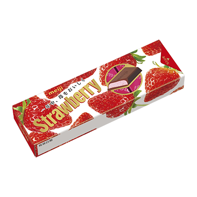 明治草莓夾餡可可製品(條裝) - 明治巧克力糖果