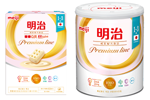 明治Premium line 「HMO、核甘酸、乳黏素」啟動寶寶保護核心，DHA提升 、神經鞘磷脂、ALA三互作用激發寶寶潛力核心，部分水解蛋白，降低β-乳球蛋白，提供完整優質蛋白調整體質。